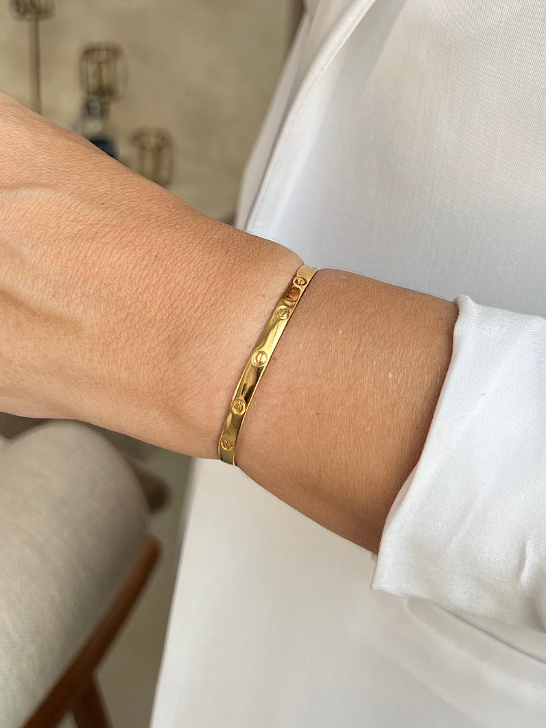 Bracelete Maitê Folheado Liso Dourado