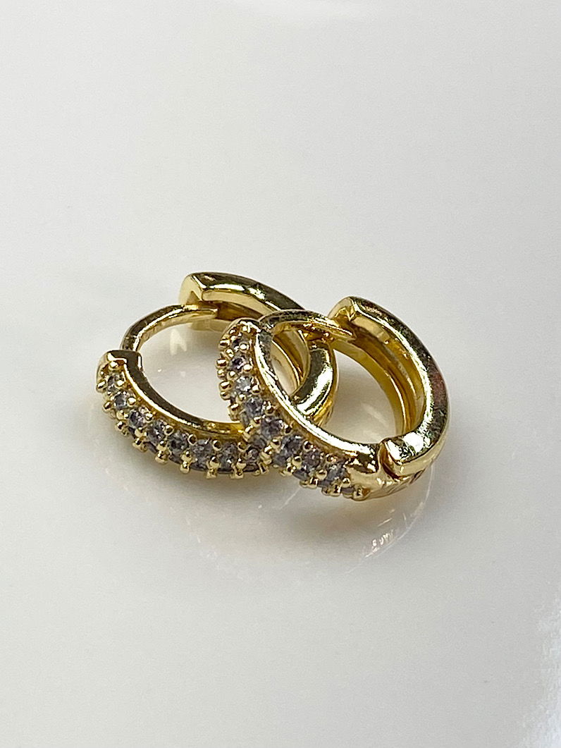 Brinco de Argola Grande Cravejada Dourada