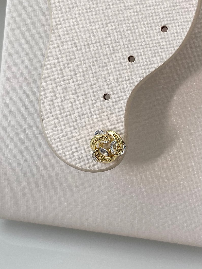 Brinco Folheado de Três Zircônia Dourado