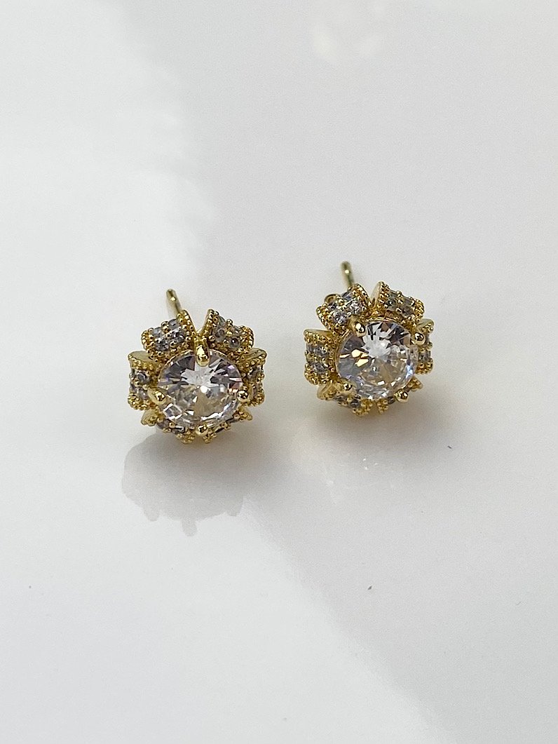 Brinco Folheado de Zircônia Dourada