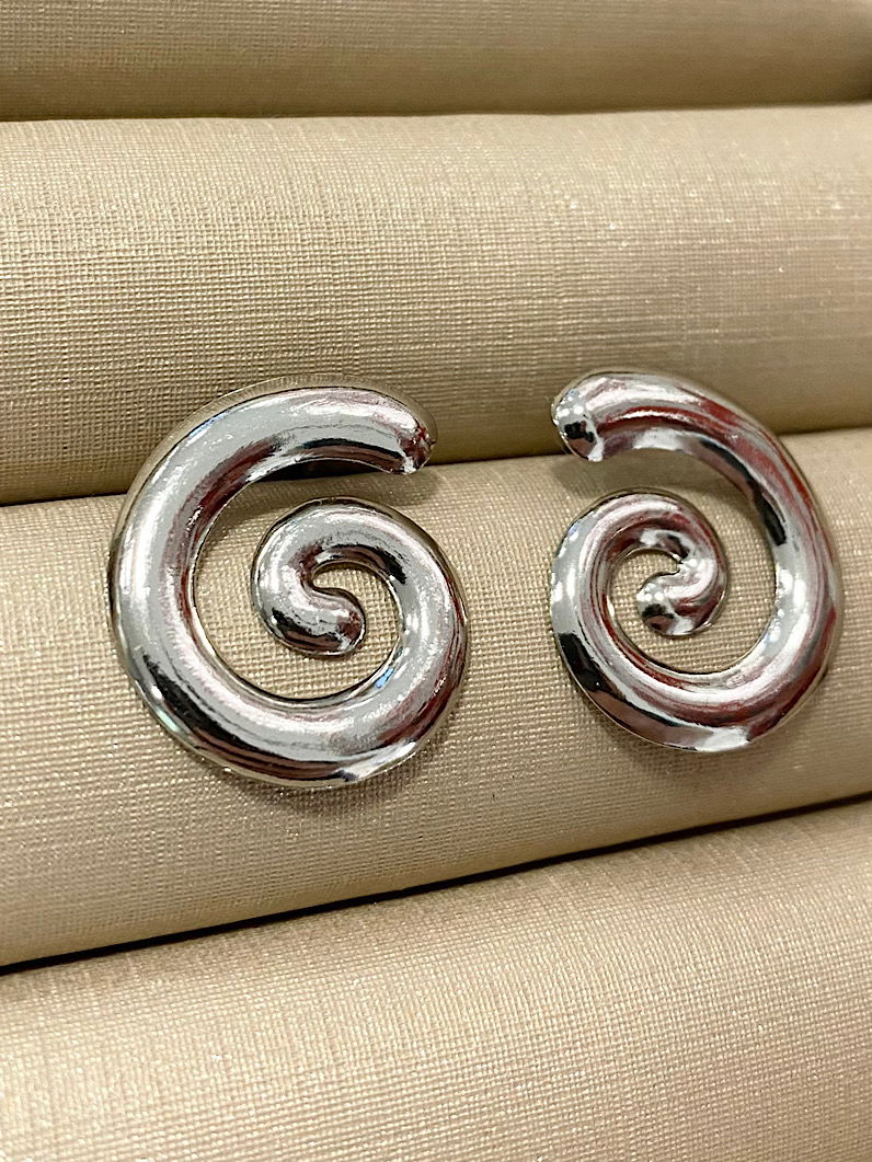 Brinco Folheado Espiral Caracol Prata