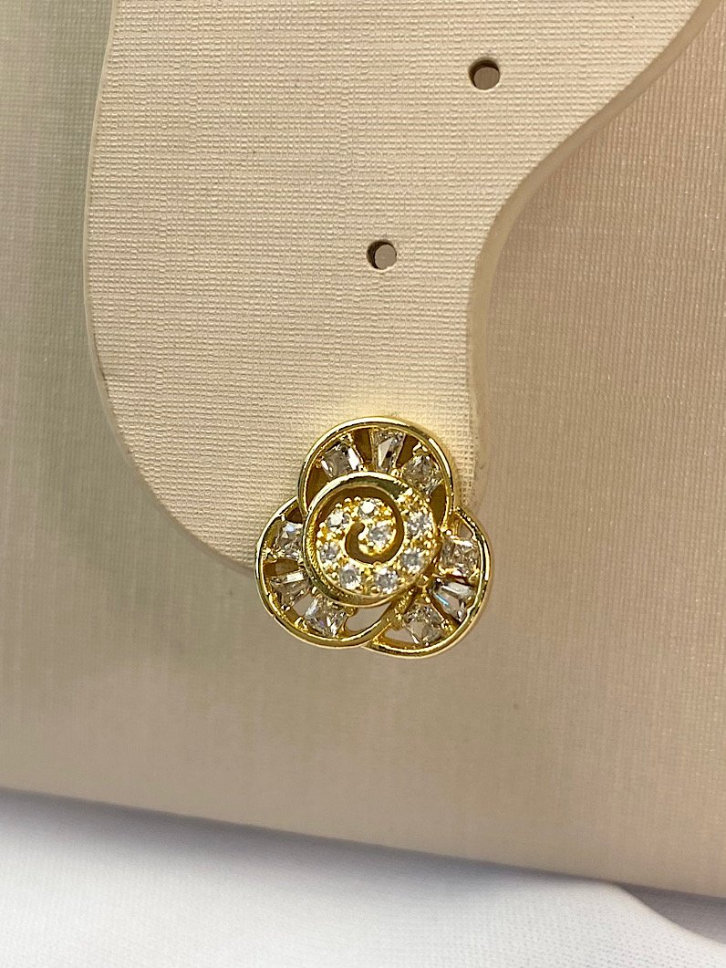 Brinco Folheado Flor Cravejado Dourado