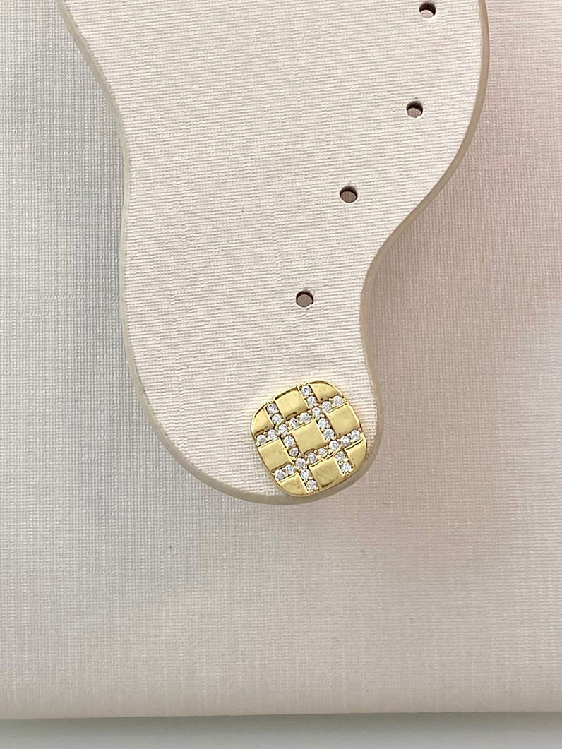 Brinco Folheado Quadrado de Zircônia Dourado