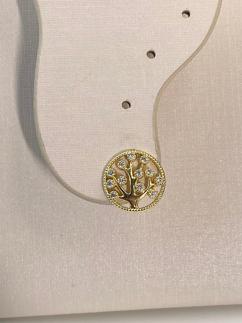 Brinco Folheado Redondo Árvore da Vida Dourado