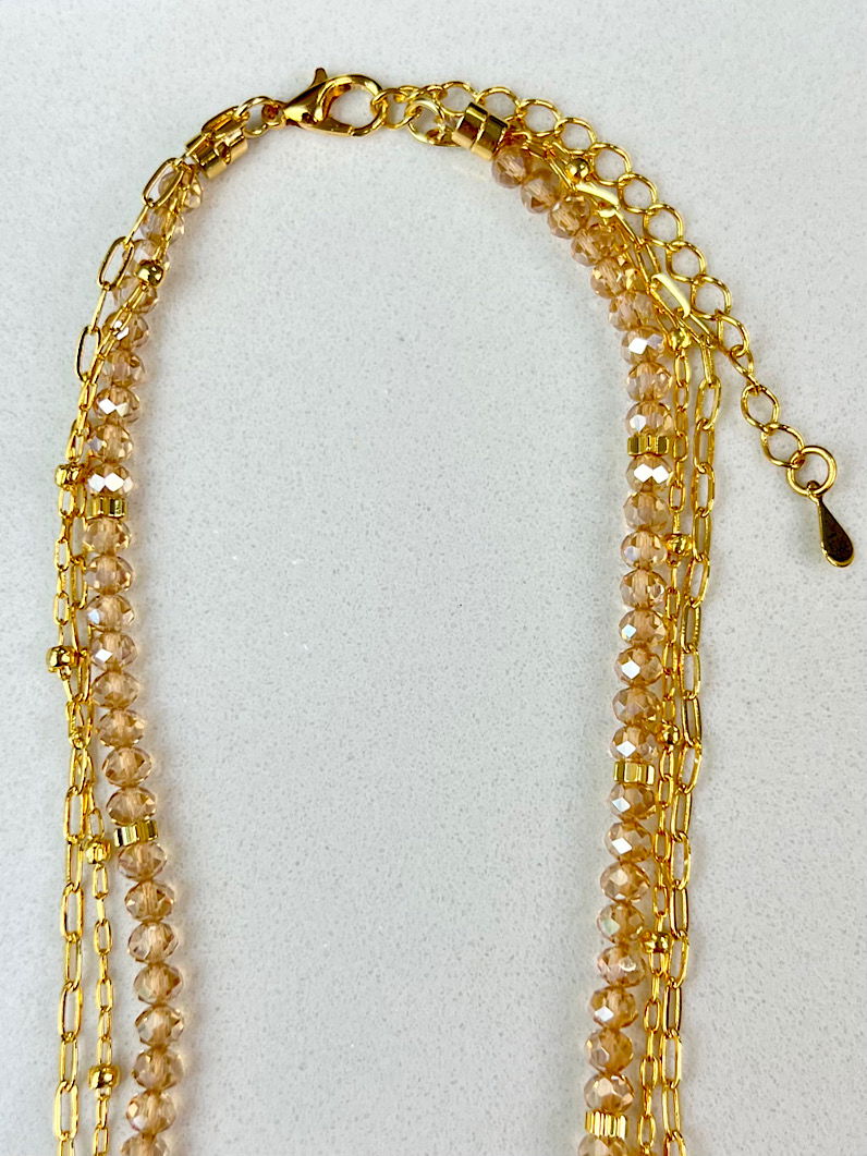Colar 3 Voltas Julie Cristais Dourado