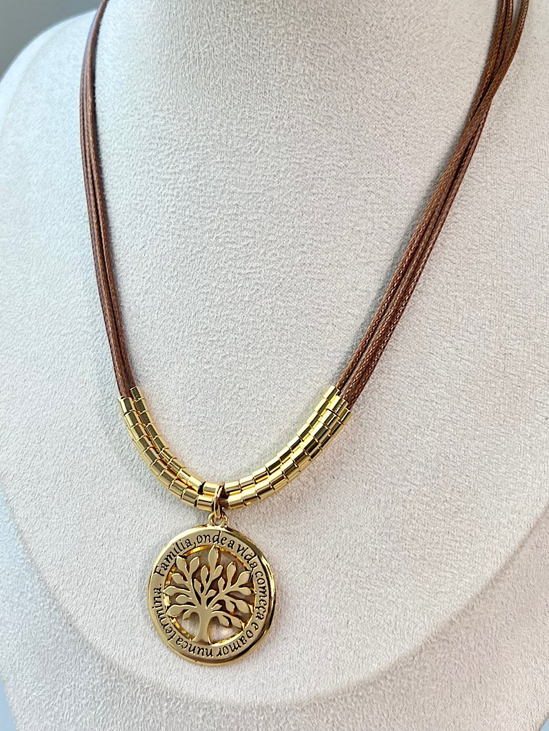Colar 3 Voltas Sofia Árvore da Vida Dourado