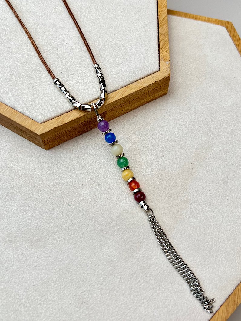Colar Ajustável 7 Chakras Pedras Naturais