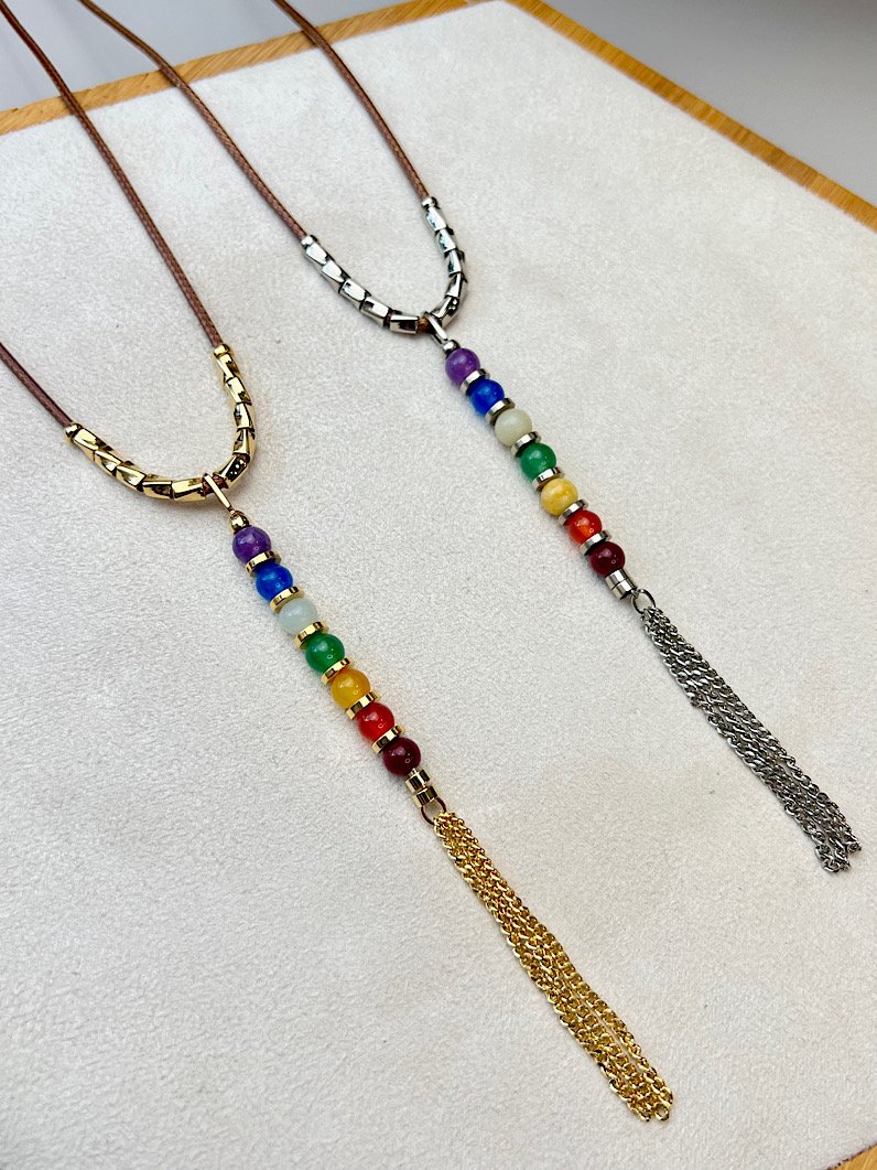 Colar Ajustável 7 Chakras Pedras Naturais