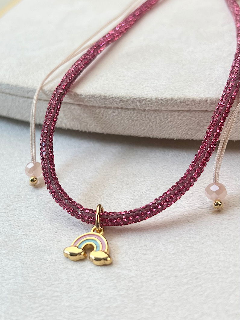 Colar Ajustável Infantil Amora Rosa Brilhante