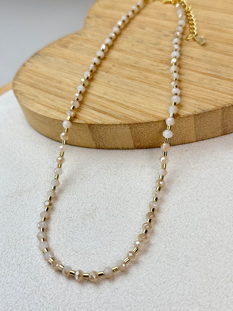 Colar Belle Choker de Cristais Bege