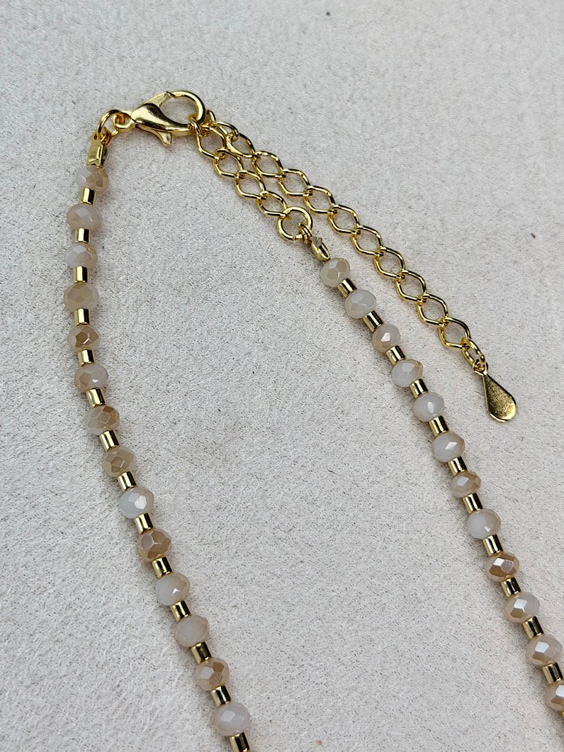 Colar Belle Choker de Cristais Bege