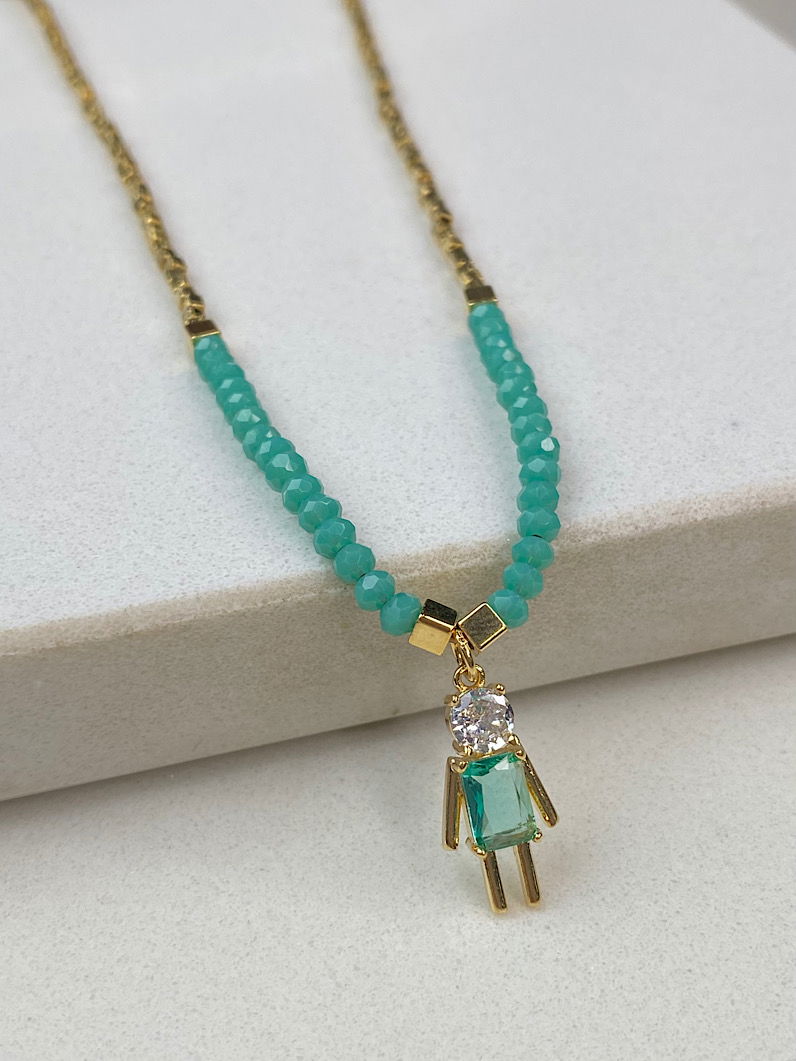 Colar Canutilhos e Cristais Pingente Filhos