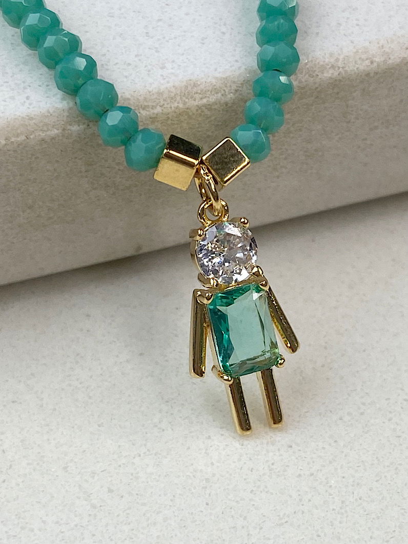 Colar Canutilhos e Cristais Pingente Filhos