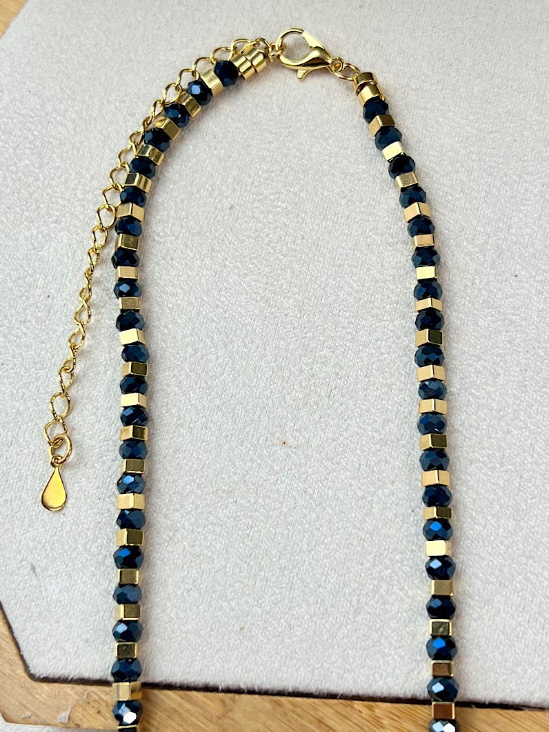 Colar Choker Anastácia Cristais Dourados