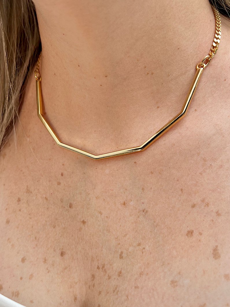 Colar Choker Aro Geométrica - Dourado