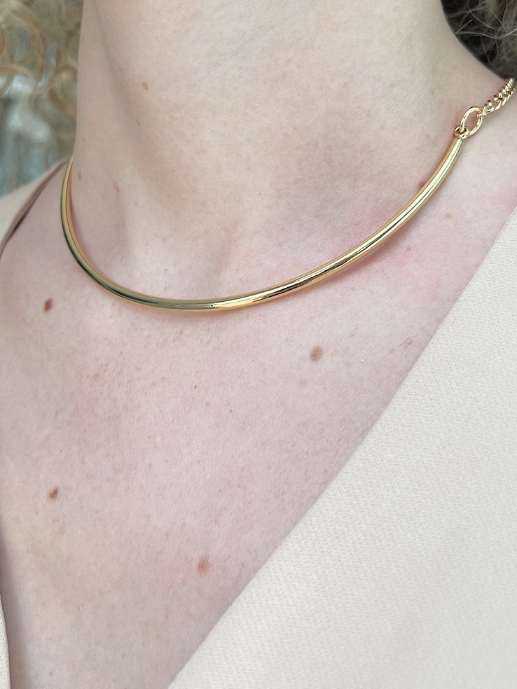 Colar Choker Aro Liso - Dourado