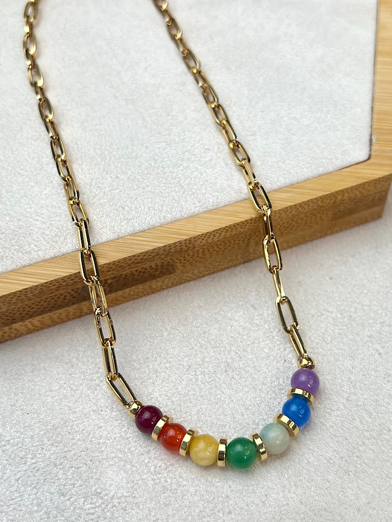 Colar Choker Corrente 7 Chakras