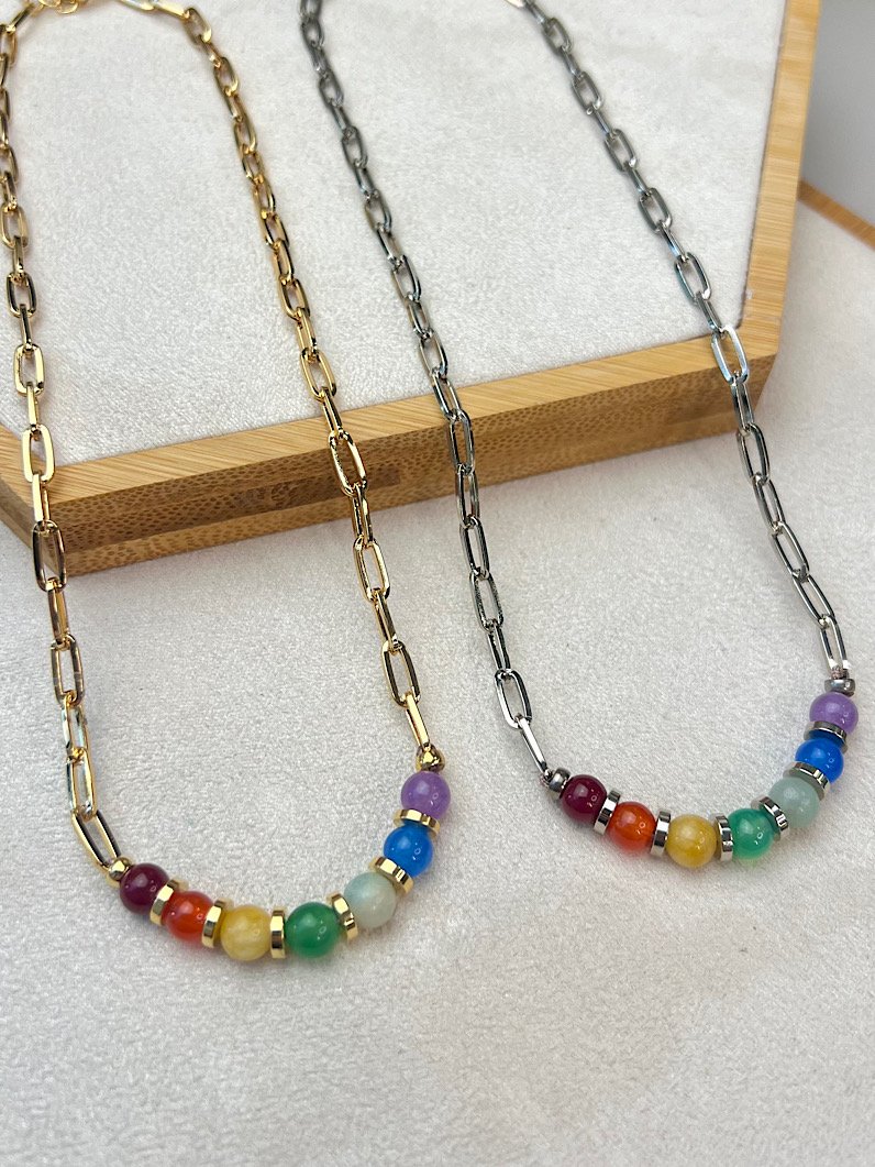 Colar Choker Corrente 7 Chakras