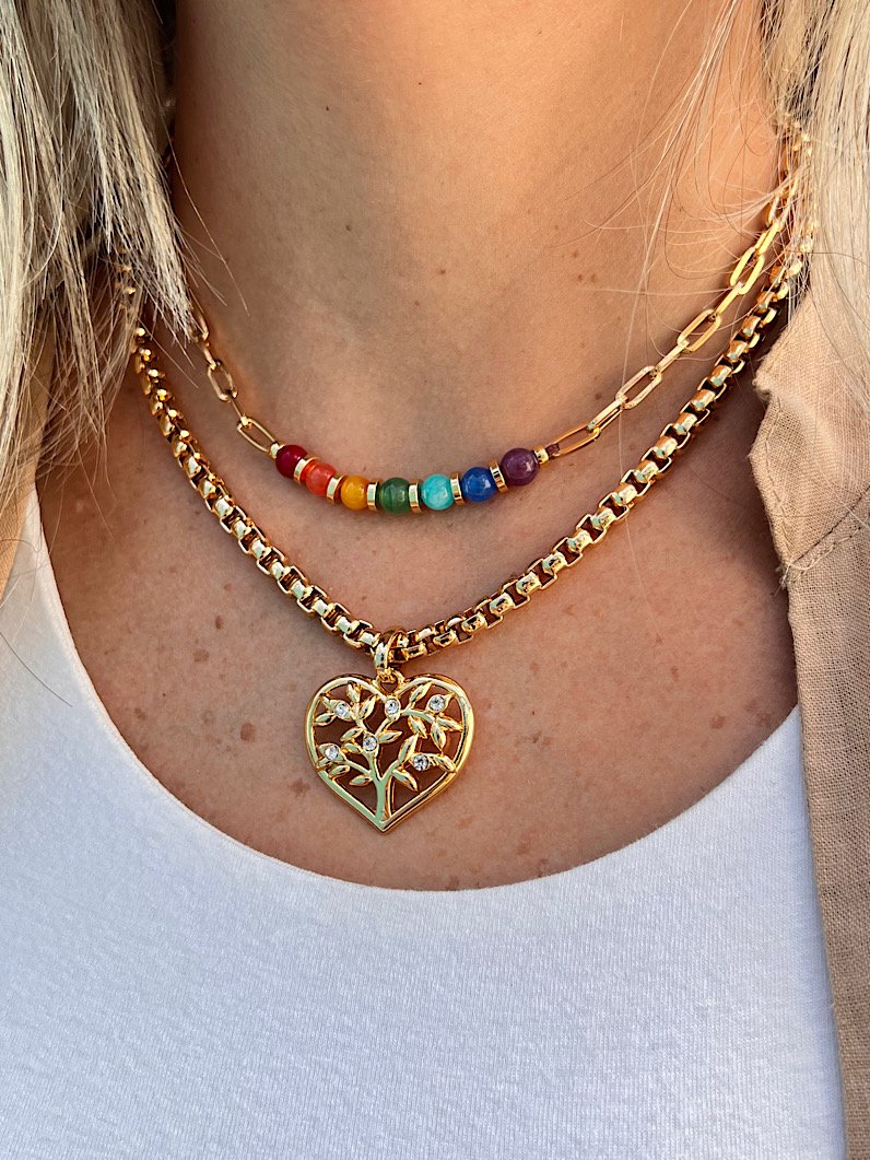 Colar Choker Corrente 7 Chakras