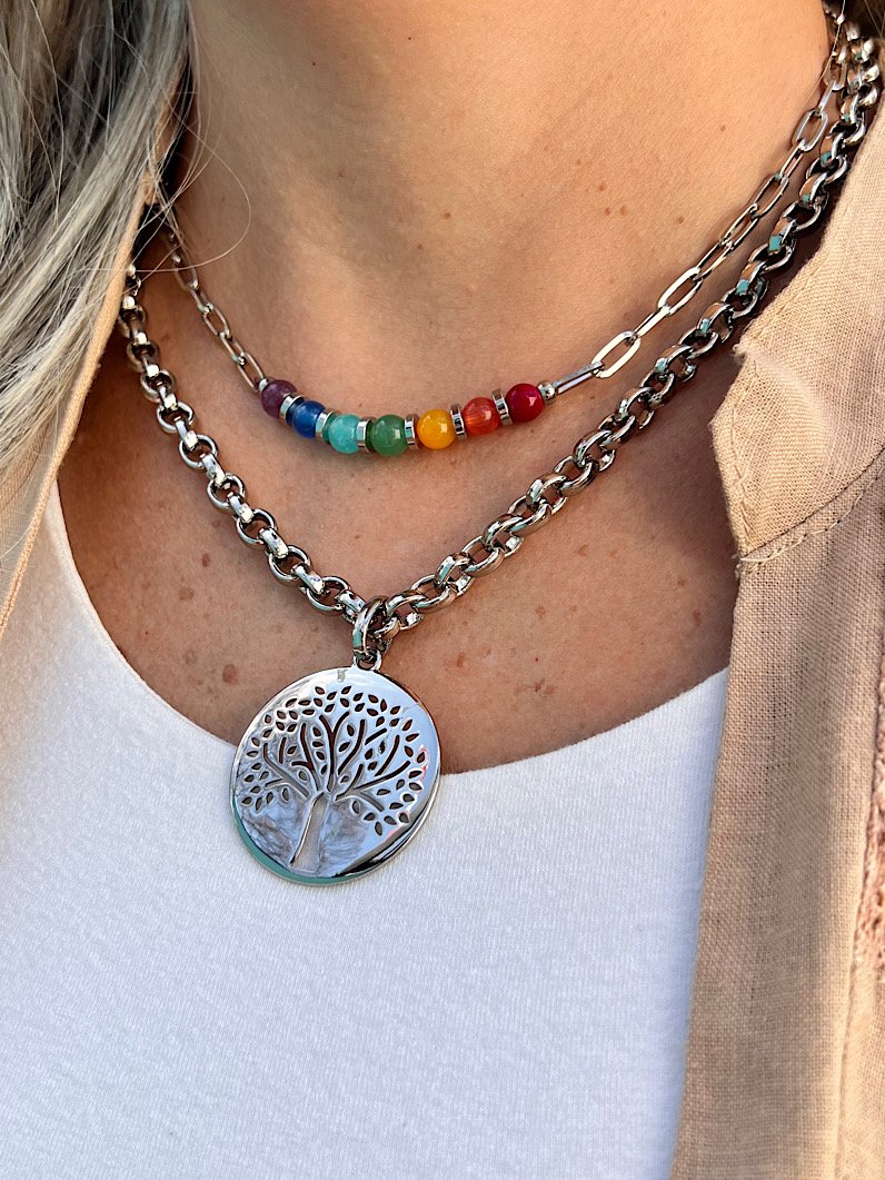 Colar Choker Corrente 7 Chakras