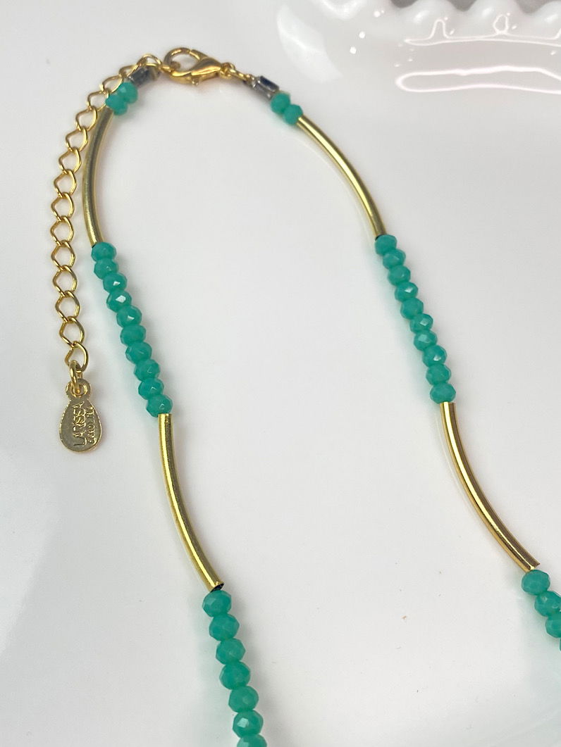 Colar Choker de Cristais Dourados