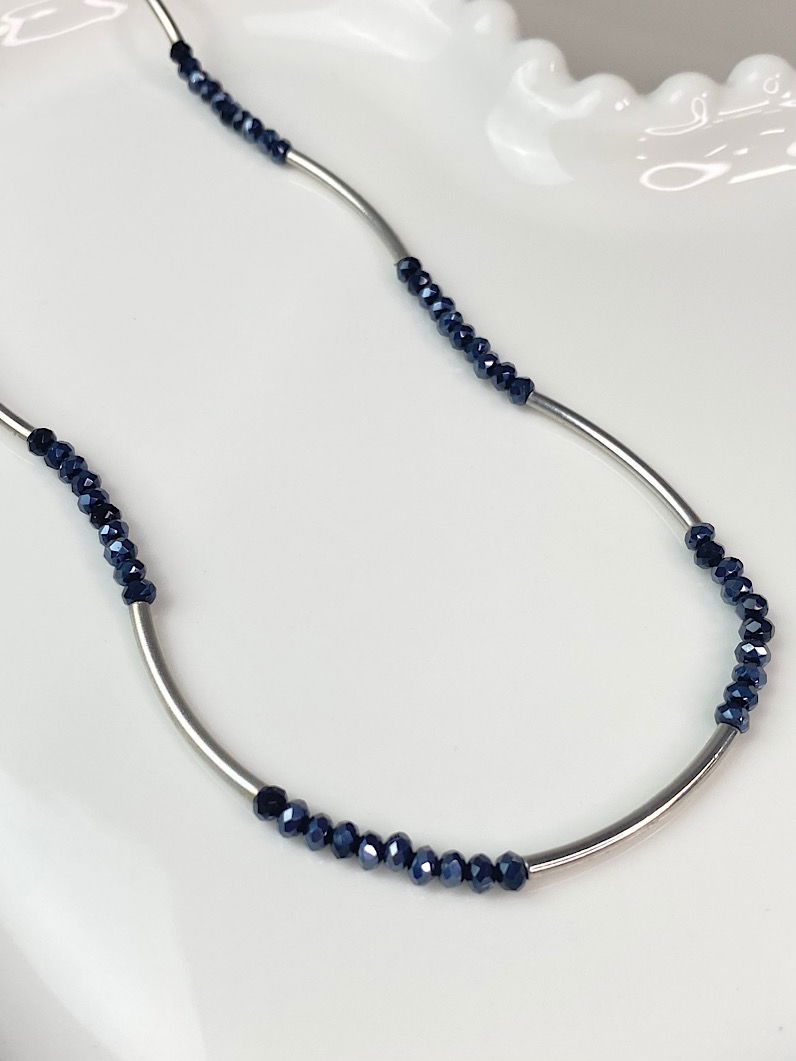 Colar Choker de Cristais Prata