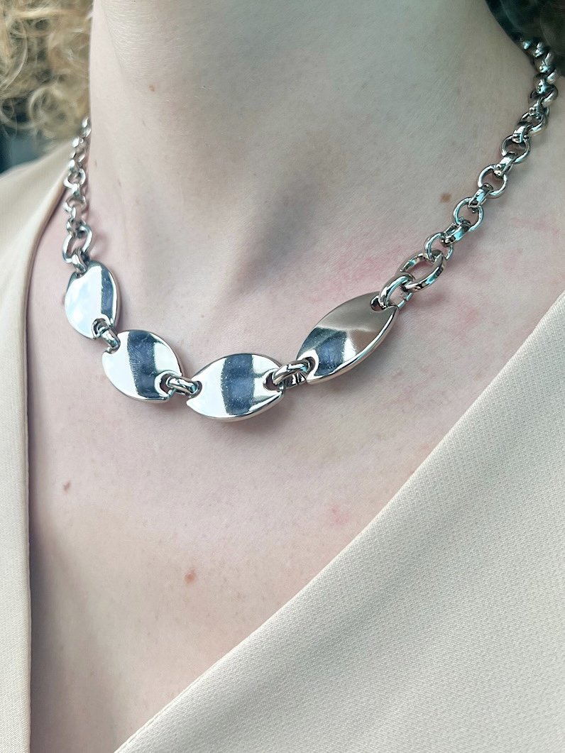 Colar Choker de Elos Elipse - Prata