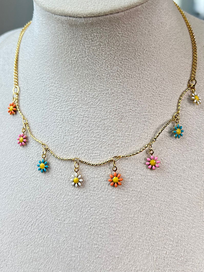 Colar Choker de Florzinha Dourada