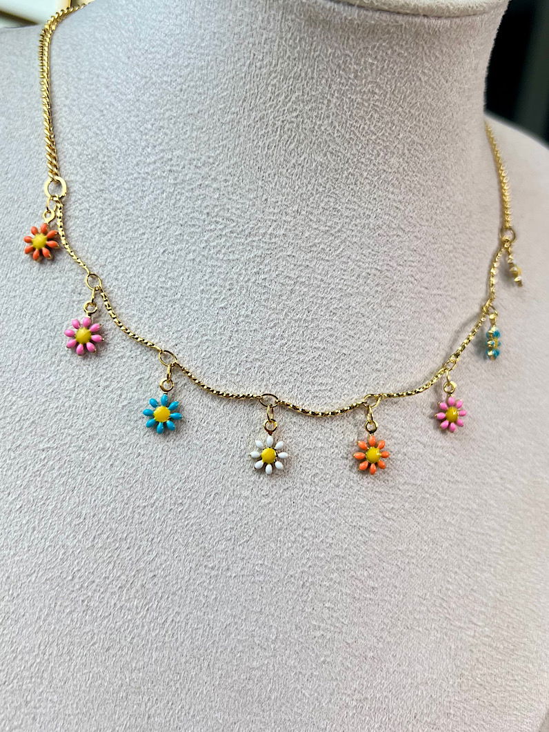 Colar Choker de Florzinha Dourada
