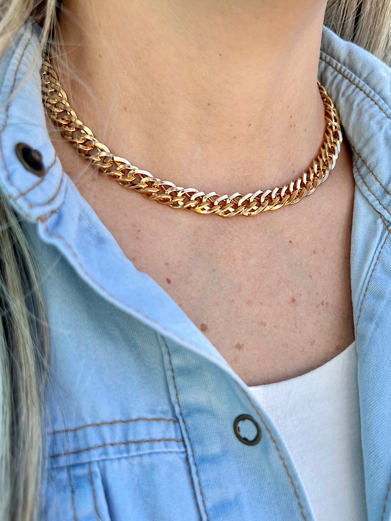 Colar Choker Nina Corrente Grumet - Dourado