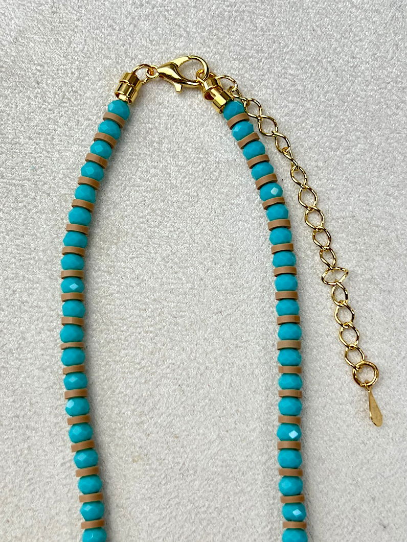 Colar Choker Pedra Jaspe Imperial e Pedra do Sol Dourada
