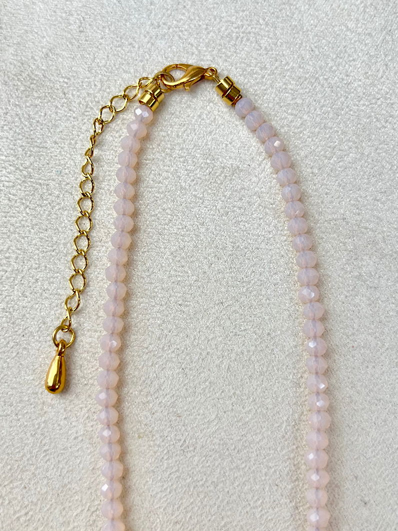 Colar Choker Pedra Rodocrosita Dourada