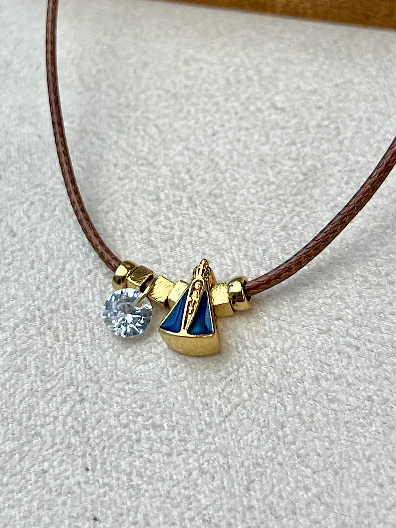 Colar Choker Rubia Pingente Nossa Senhora e Zircônia