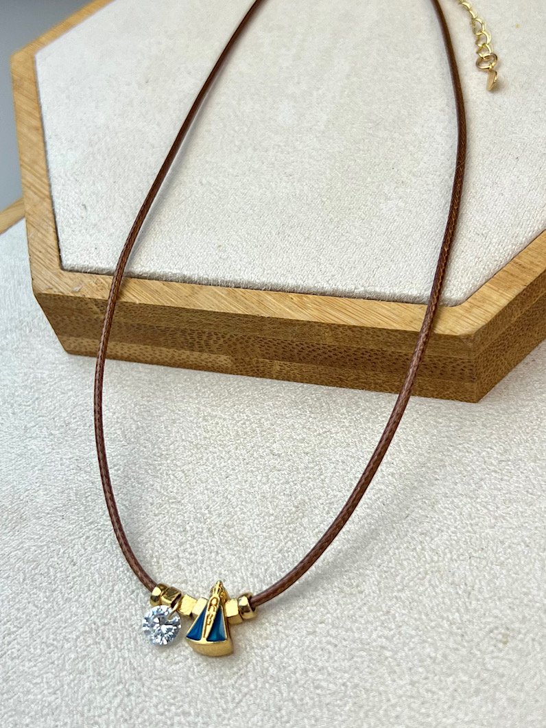 Colar Choker Rubia Pingente Nossa Senhora e Zircônia