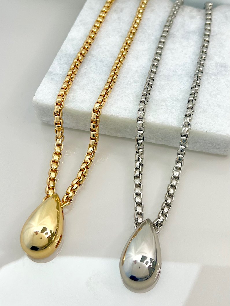 Colar Corrente Pingente de Gota