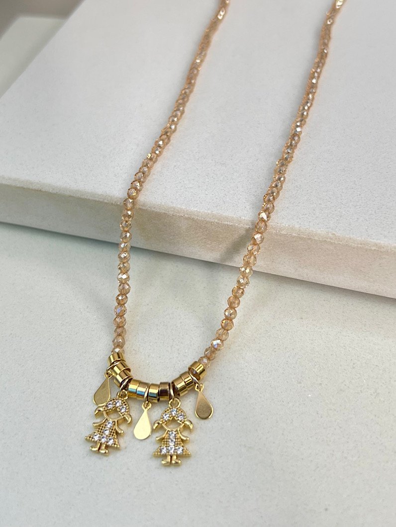 Colar de Cristais Pingentes Filhos Personalizado