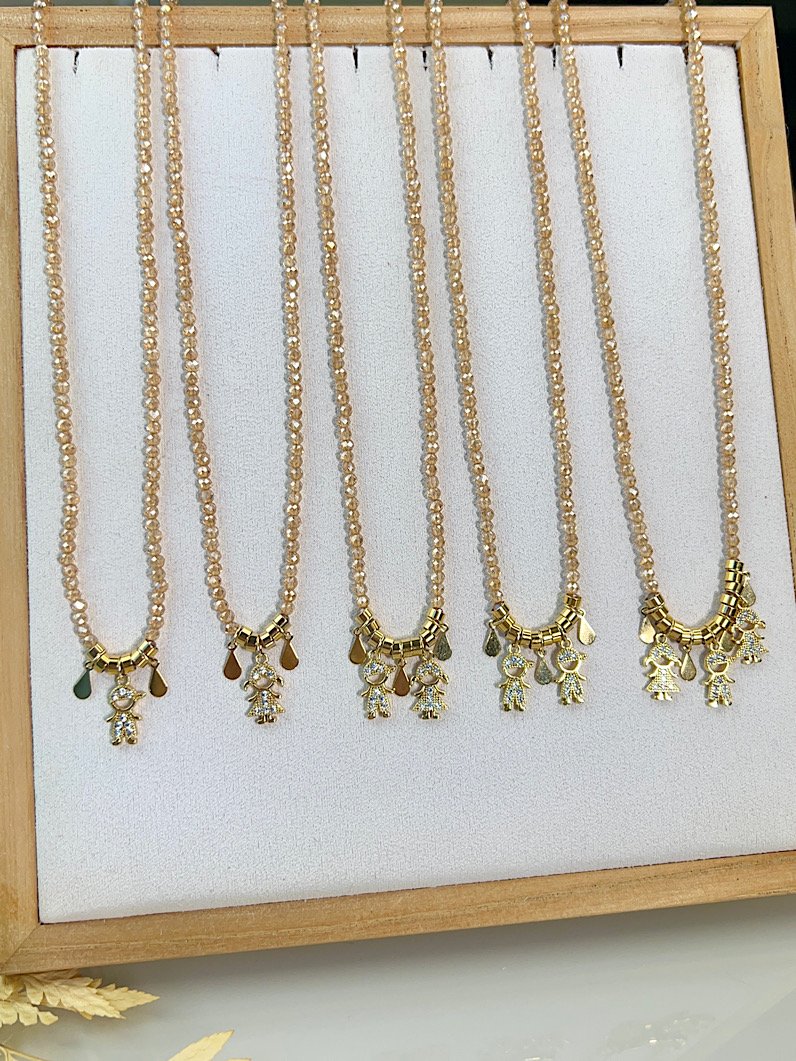 Colar de Cristais Pingentes Filhos Personalizado