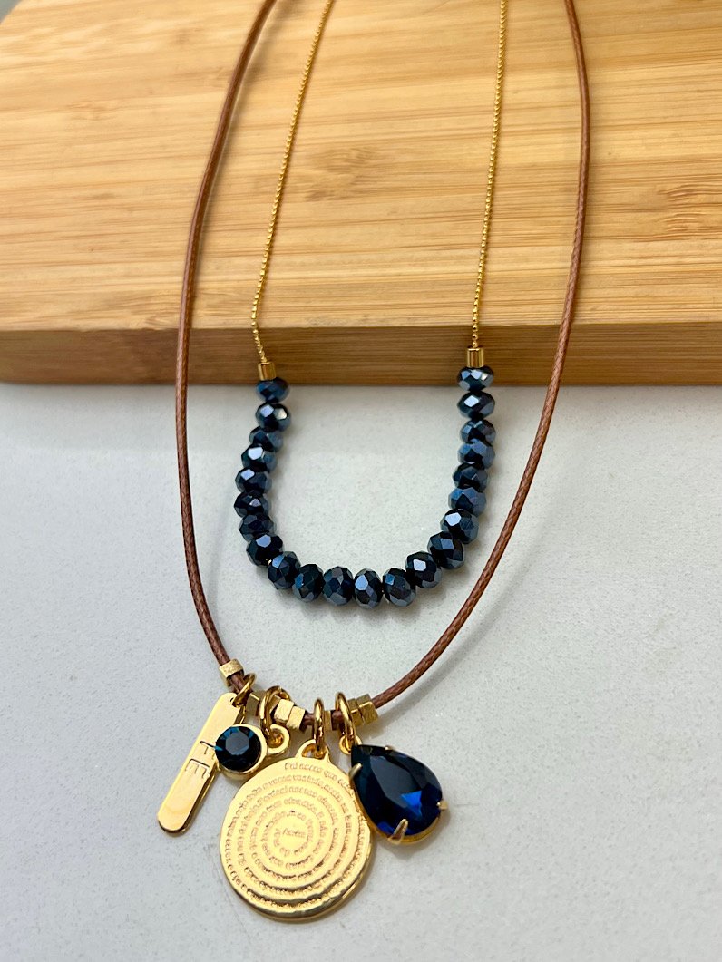 Colar Duplo Anne Pingente Oração do Pai Nosso Dourado