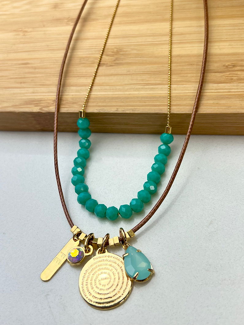 Colar Duplo Anne Pingente Oração do Pai Nosso Dourado