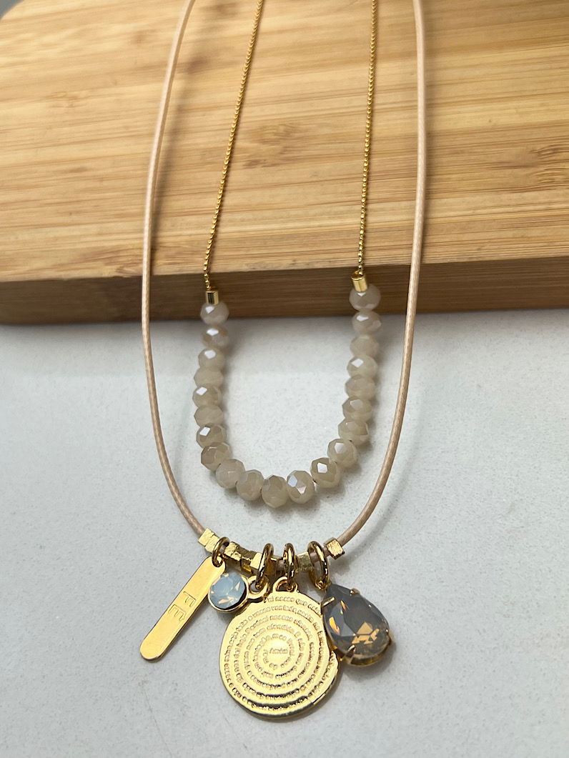 Colar Duplo Anne Pingente Oração do Pai Nosso Dourado