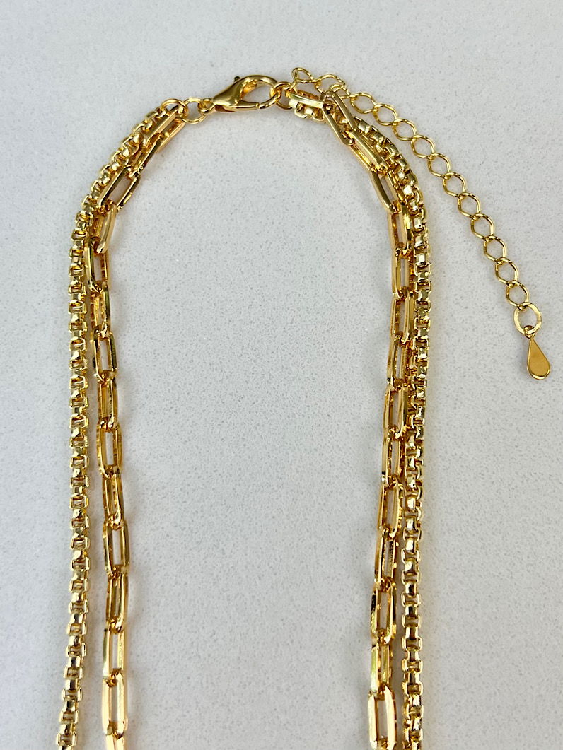 Colar Duplo Escrita Mãe de Pet Dourado