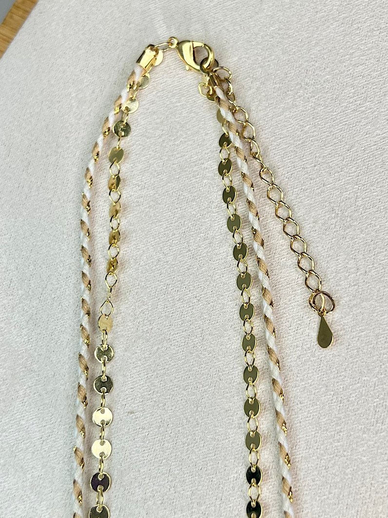 Colar Duplo Estela de São Bento Cravejado Dourado