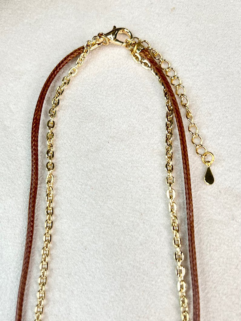 Colar Duplo Larissa Pingente Pizza de Zircônia Dourado