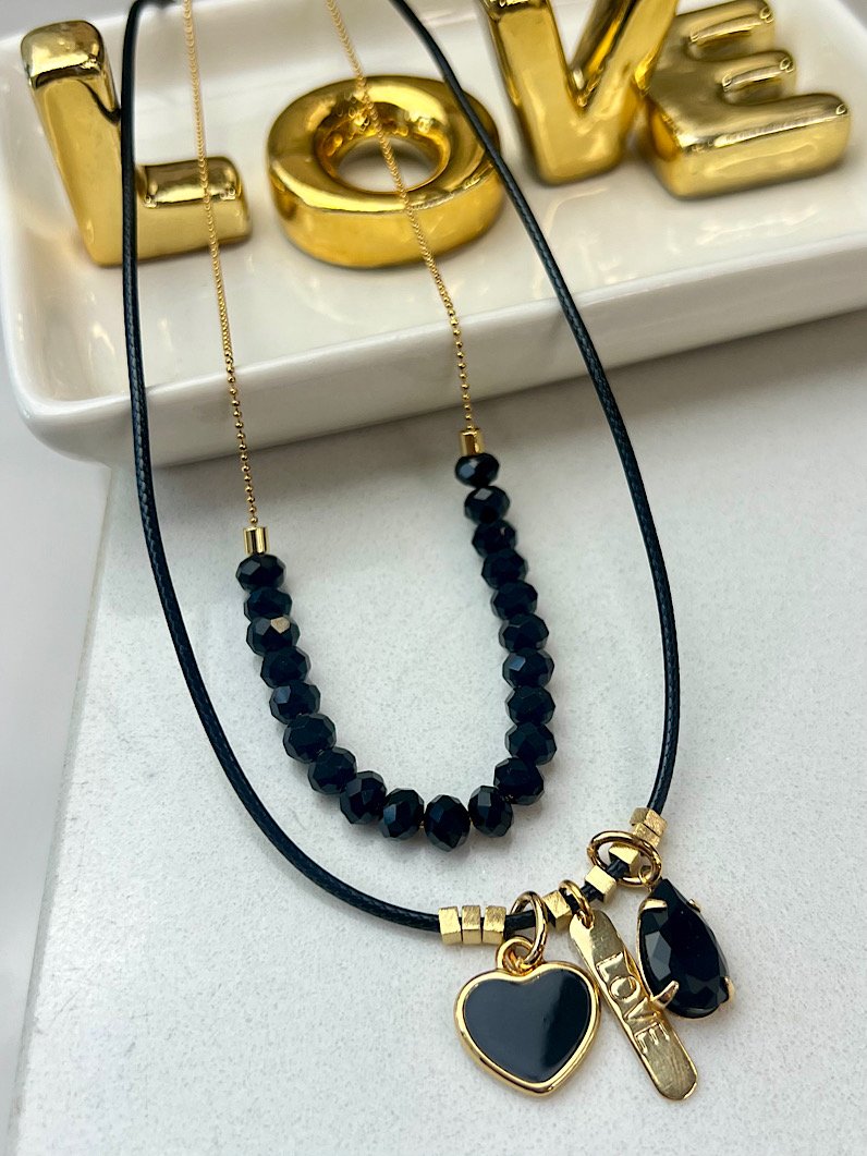 Colar Duplo Lia Pingente Coração Dourado