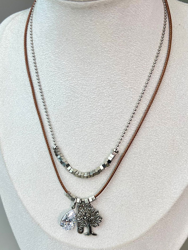 Colar Duplo Marina Pingente Árvore da Vida