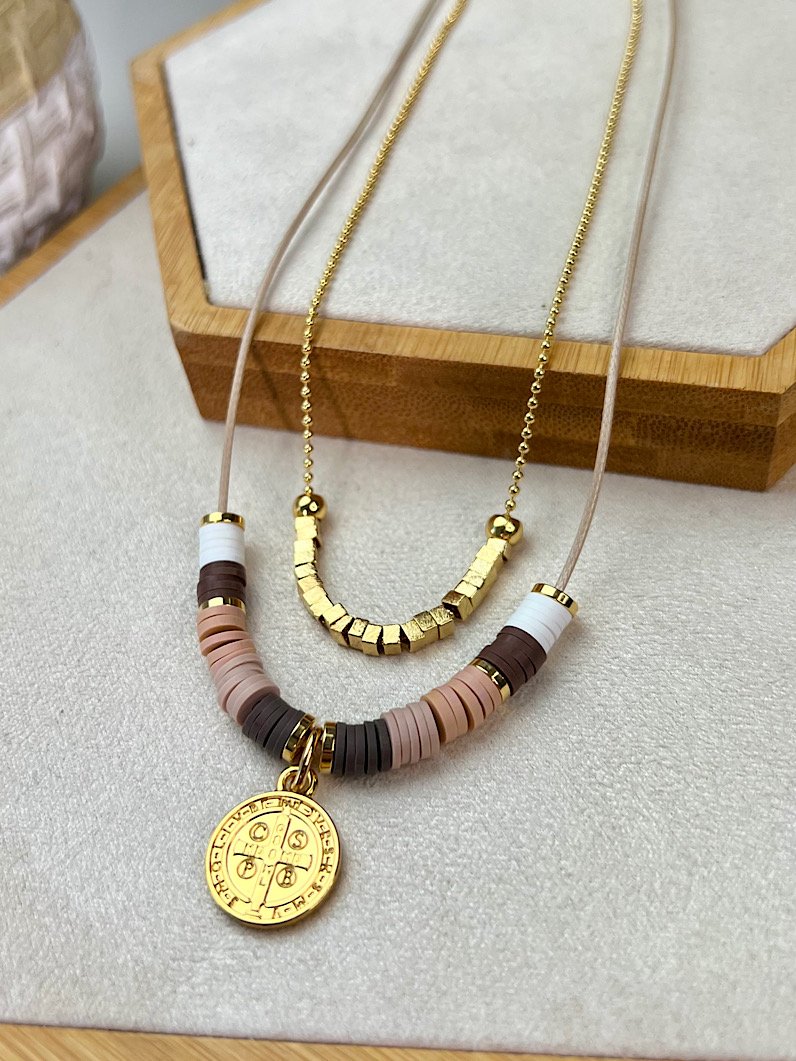 Colar Duplo Milena São Bento Dourado