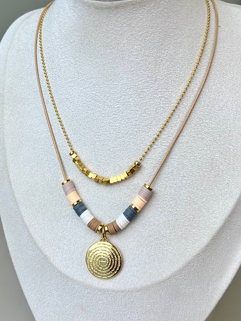 Colar Duplo Nicole Oração do Pai Nosso Dourado