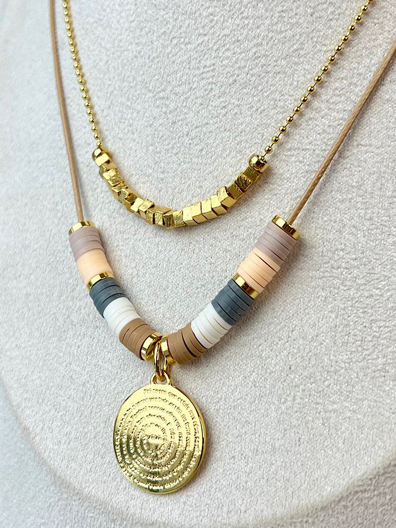 Colar Duplo Nicole Oração do Pai Nosso Dourado