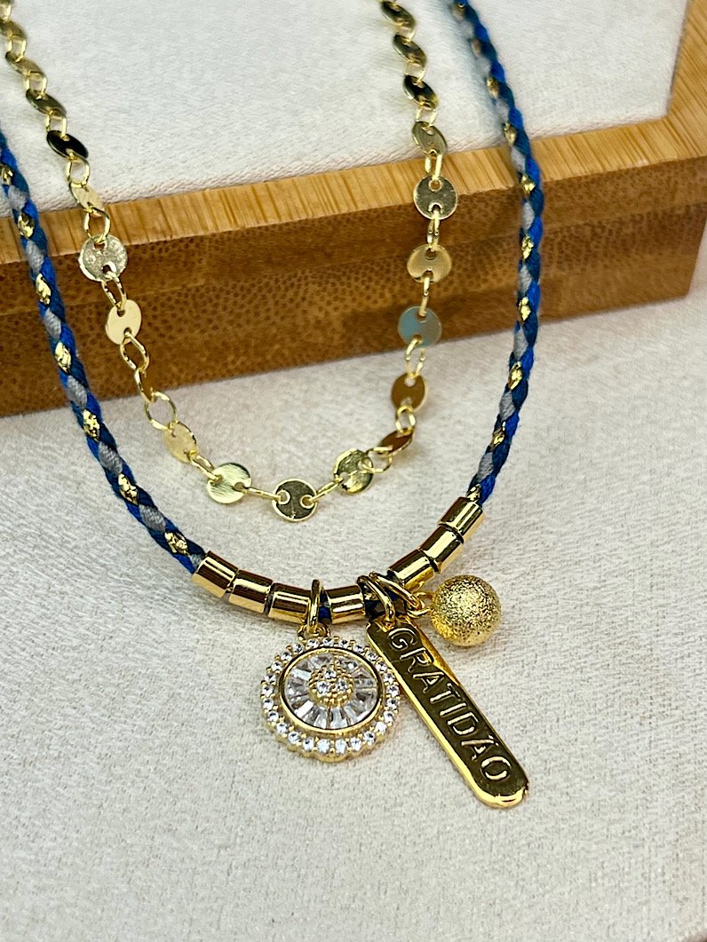 Colar Duplo Xuxa Marinho de Pizza Dourado