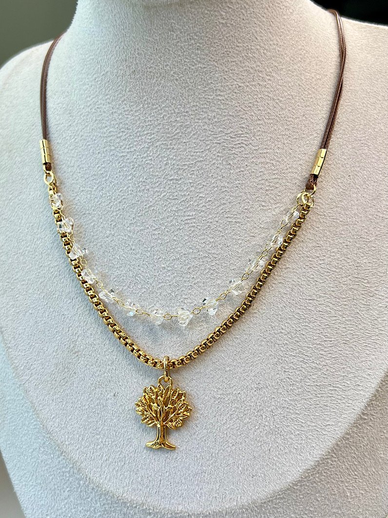 Colar Duplo Zoe Árvore da Vida Dourado